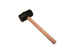 RUBBER HAMER ZWART 500GR MET HOUTEN STEEL
